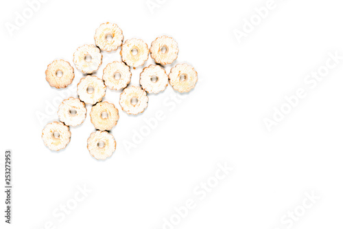 Fresh baked cookies on white background