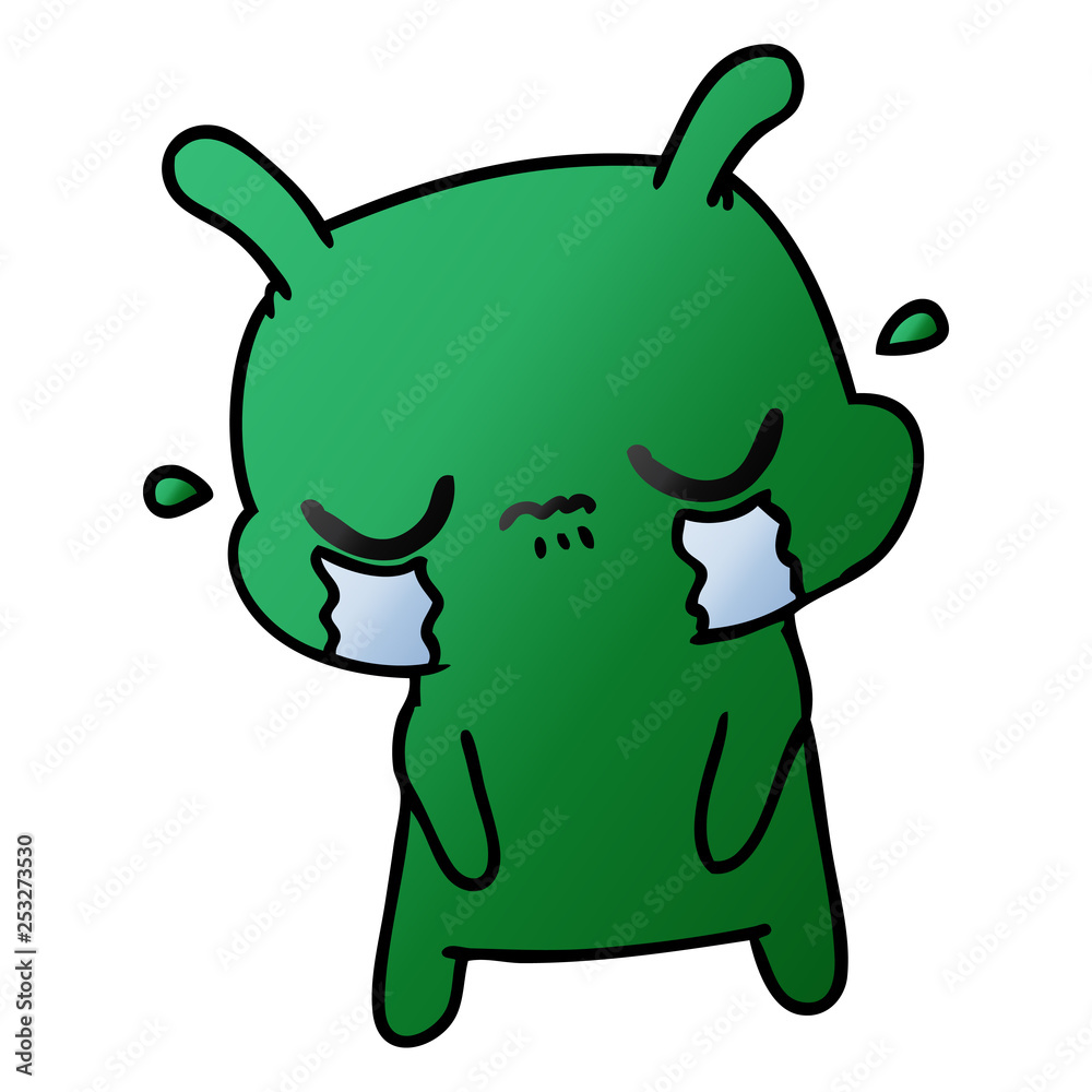gradient cartoon of cute sad alien gradient cartoon of cute sad alien