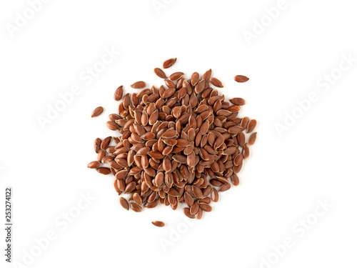 Wallpaper Mural Close up of flax seeds isolated on white background. Linseed pile closeup isolated on white with clipping path. Top view or flat lay. Torontodigital.ca