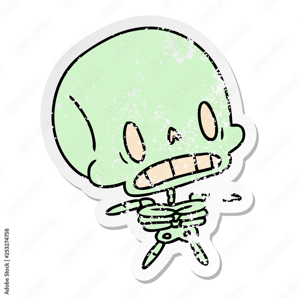 distressed sticker cartoon kawaii cute dead skeleton distressed sticker cartoon kawaii cute dead skeleton