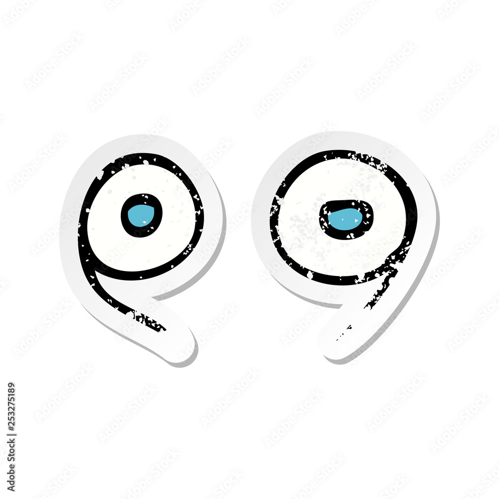 retro distressed sticker of a cartoon eyes retro distressed sticker of a cartoon eyes