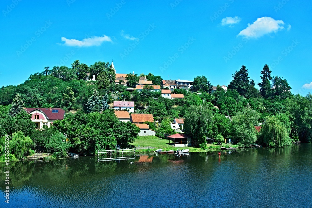 Czech Republic-view on the river Labe and town Tynec nad Labem