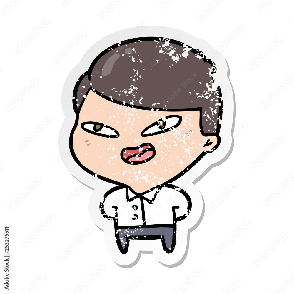 distressed sticker of a cartoon happy business man distressed sticker of a cartoon happy business man