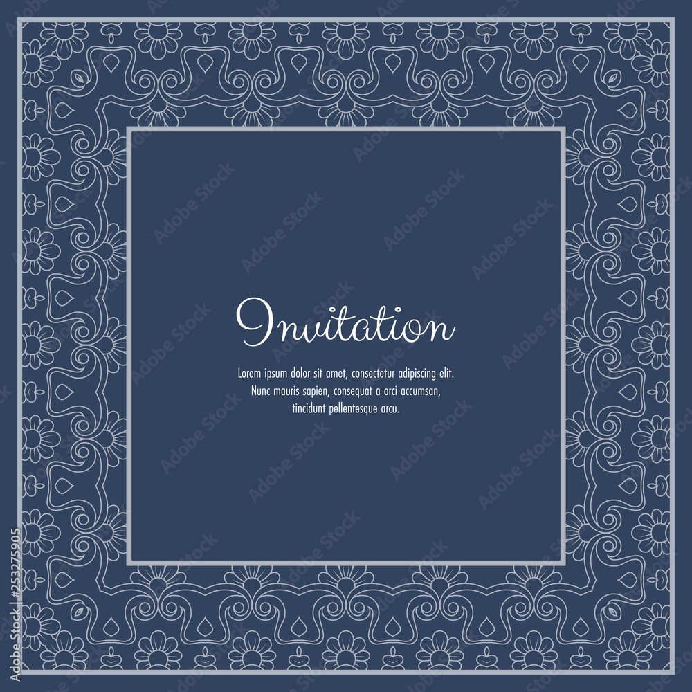 Abstract ornamental lace frame for greeting card or invitation