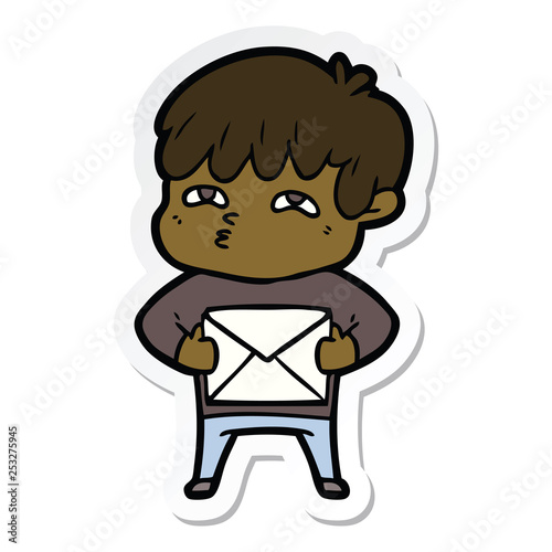 sticker of a cartoon curious man