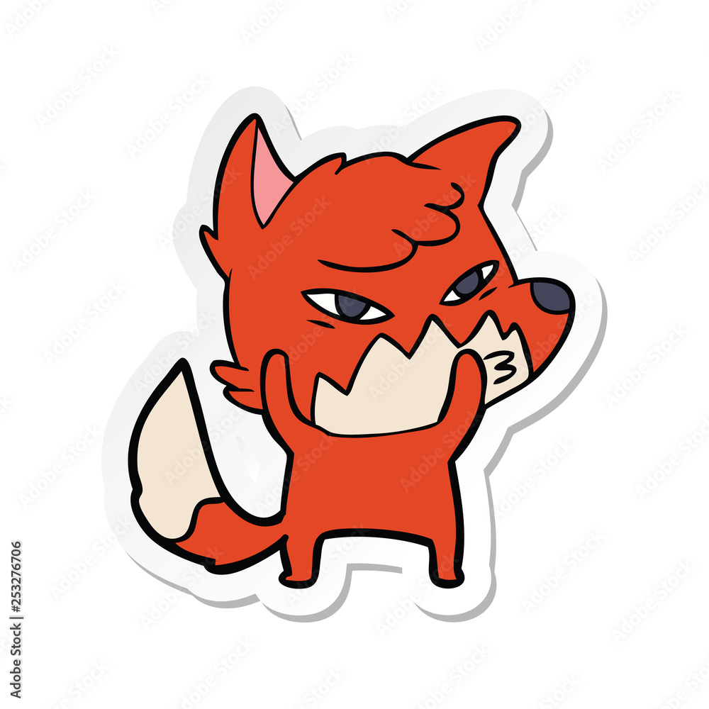 sticker of a clever cartoon fox sticker of a clever cartoon fox