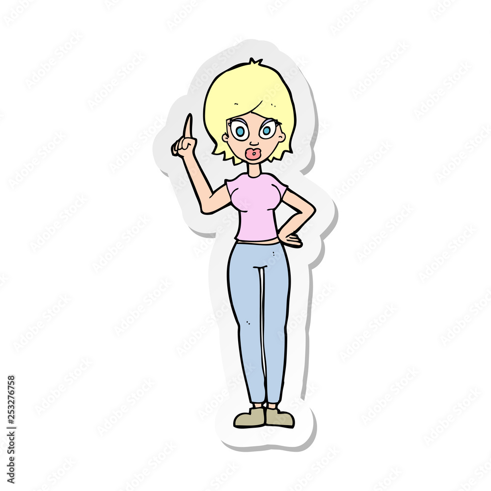 sticker of a cartoon woman explaining her point sticker of a cartoon woman explaining her point