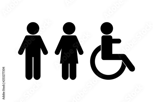 Man, woman, disabled vector icon. Gender icon