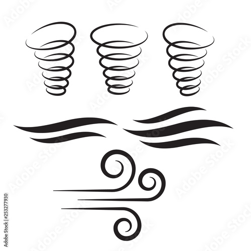 Wind icons nature, cool weather, climate - Vector