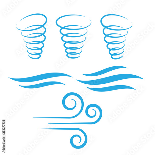 Wind icons nature, cool weather, climate - Vector