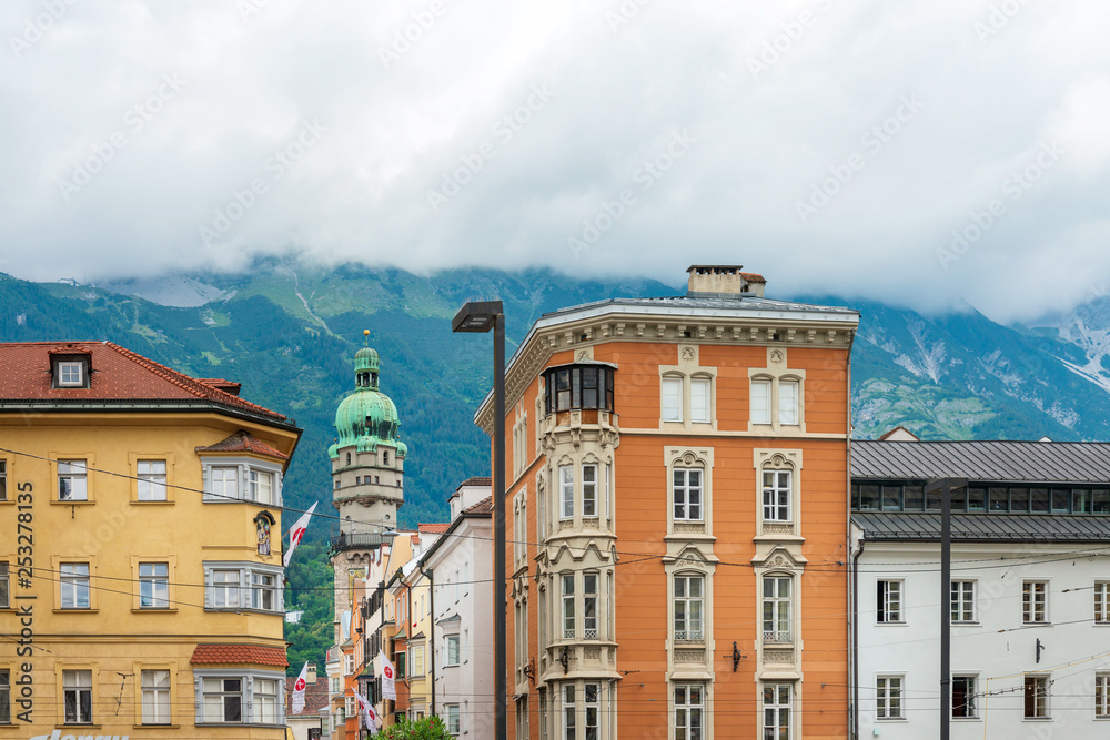 INNSBRUCK, AUSTRIA - June 27, 2018: Street view of downtown in Innsbruck, Austria