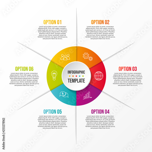 Colorful chart with business symbols - infographic template. Vector