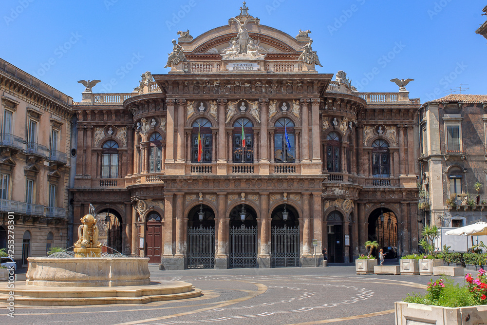 Catania, Italy. Ancient port city of Sicily. It is located at the foot of Mount Etna. Splendid its Cathedral of Sant'Agata, the Bellini Theater and the famous square with the elephant.