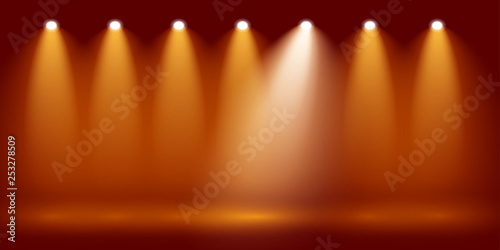 Spotlights on stage for your design.