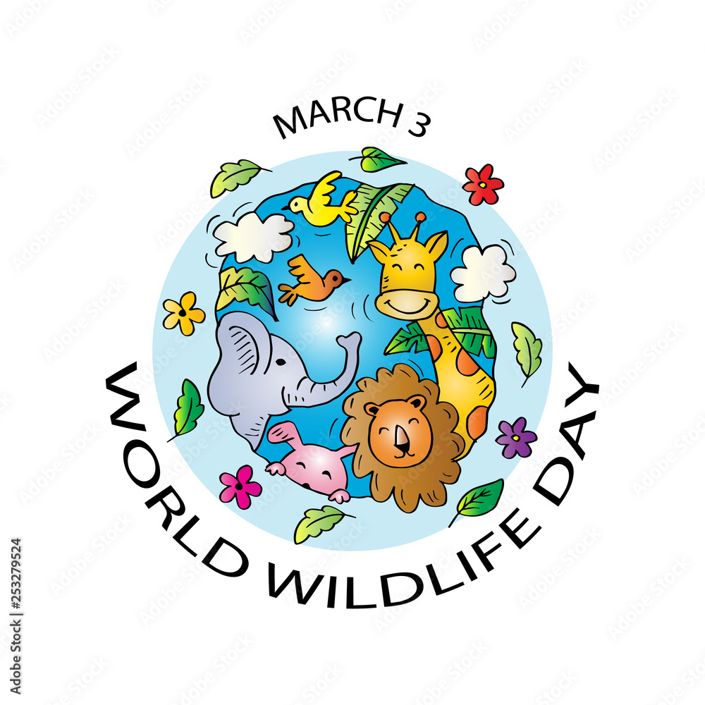 Naklejka premium World wildlife day on march 3