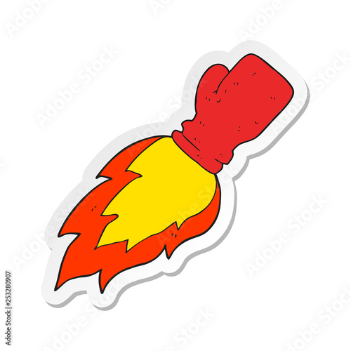sticker of a cartoon boxing glove flaming punch