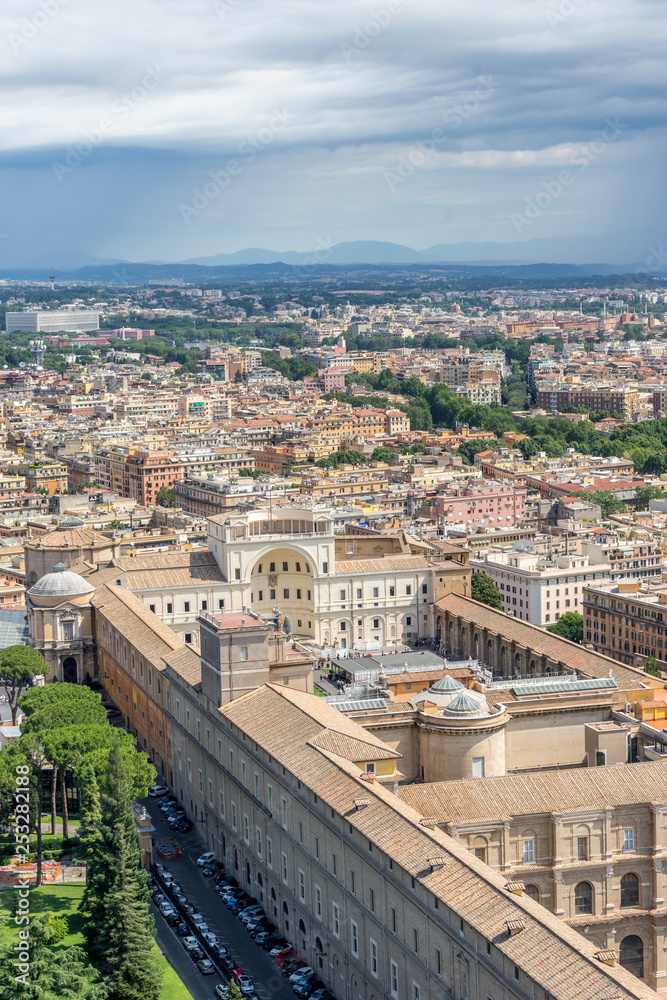 Roman Cityscape, Panaroma of Rome viewed from the top of Saint Peter's square basilica at the vatican