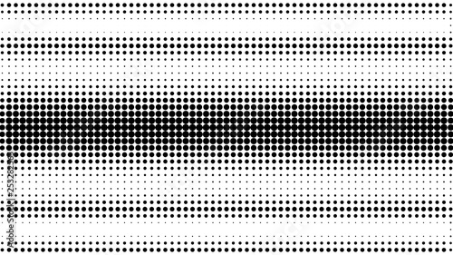 Halftone gradient pattern. Abstract halftone dots background. Monochrome dots pattern. Vector halftone texture. Pop Art, Comic small dots. Banner, strip with space. Template for cover, card, flyer