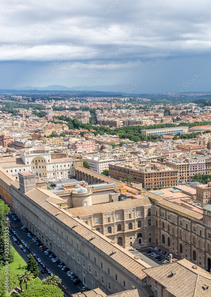 Roman Cityscape, Panaroma of Rome viewed from the top of Saint Peter's square basilica at the vatican