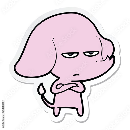 sticker of a annoyed cartoon elephant