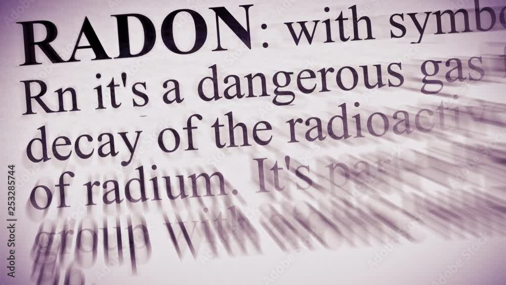 Sequence of conceptual images about the danger radon gas in our homes with cracked brick wall and periodic table of elements