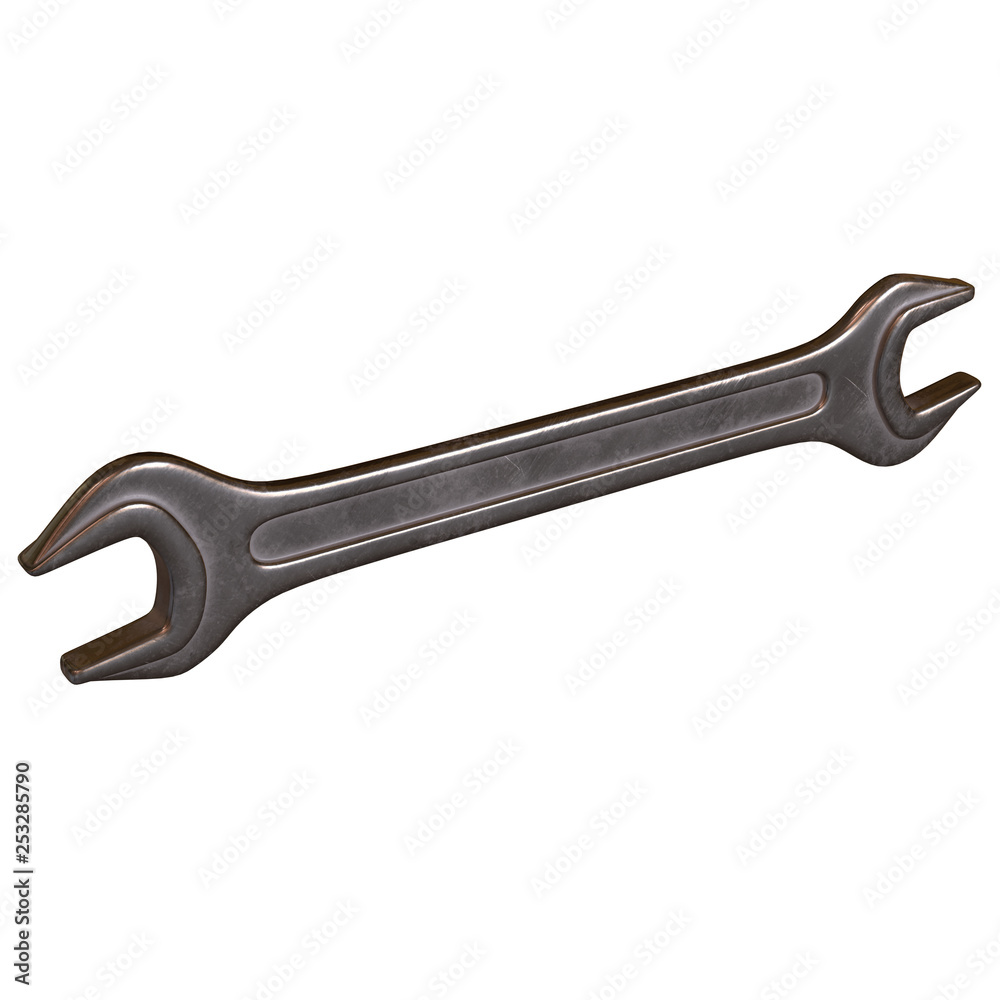 Wrench. Spanner repair tool. Mechanic or engineer instruments. Support service 3d render illustration isolated on white background. Wrench. Spanner repair tool. Mechanic or engineer instruments. Support service 3d render illustration isolated on white background.