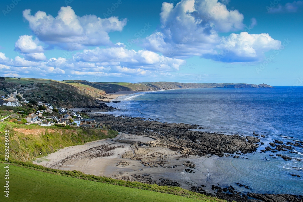 Elevated View of Portwrinkle, with views across Whitsand Bay towards Rame Head in Cornwall Elevated View of Portwrinkle, with views across Whitsand Bay towards Rame Head in Cornwall
