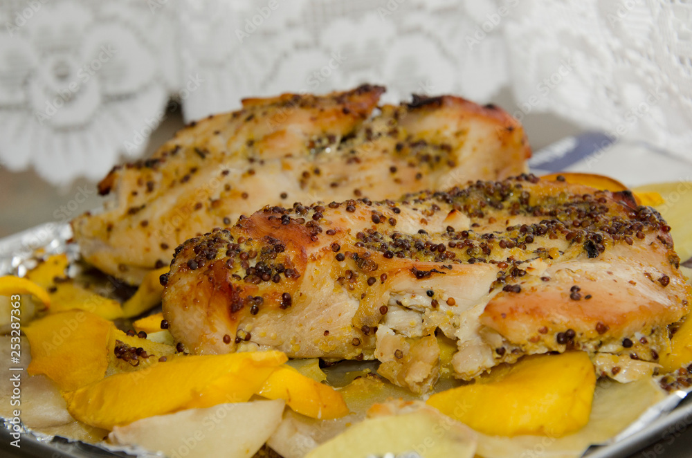 Baked chicken breast with mango