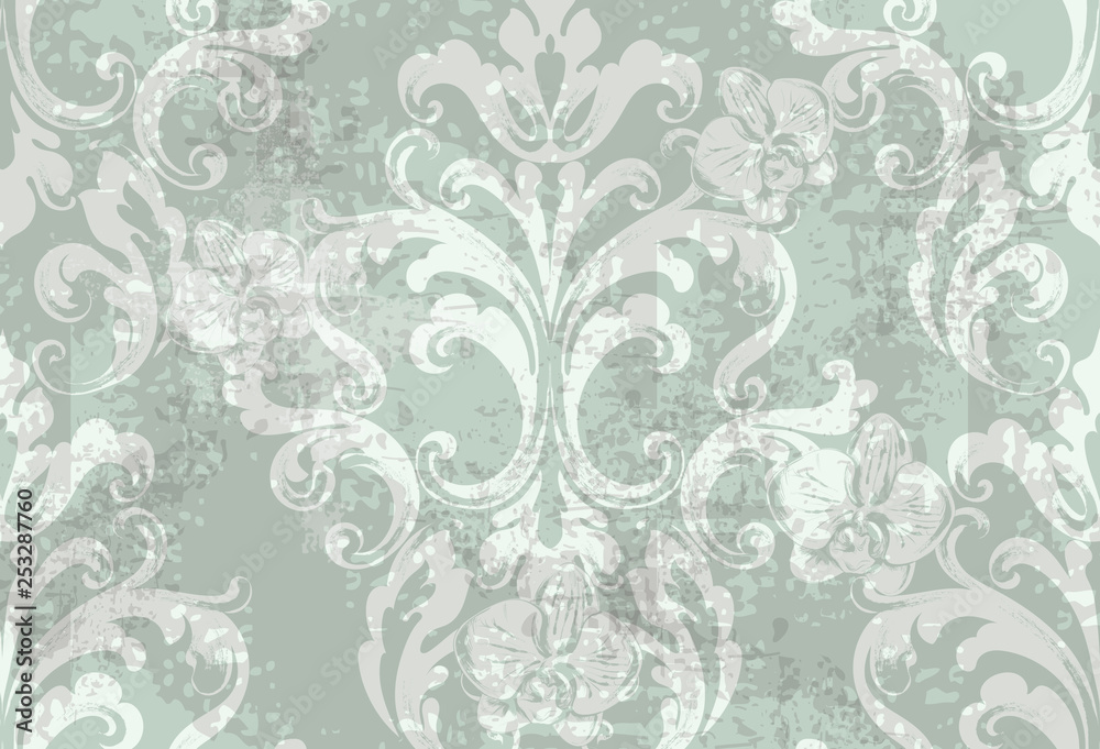 Floral texture pattern Vector. Floral ornament decoration. Victorian engraved retro design. Vintage fabric decors. Luxury fabrics