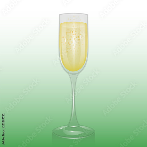 The champagne glass, Mock up, template of glassware for alcoholic drinks, champagne flute, Realistic vector illustration