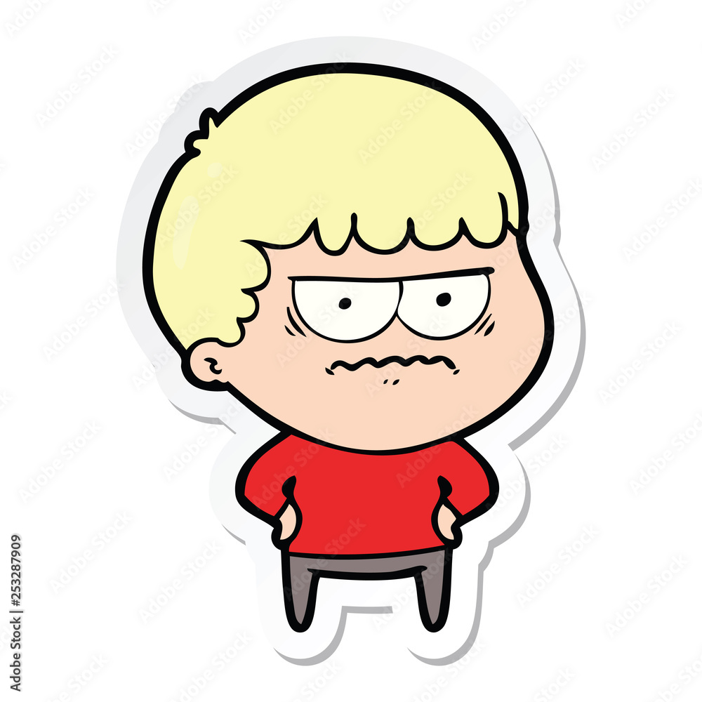 sticker of a cartoon annoyed man