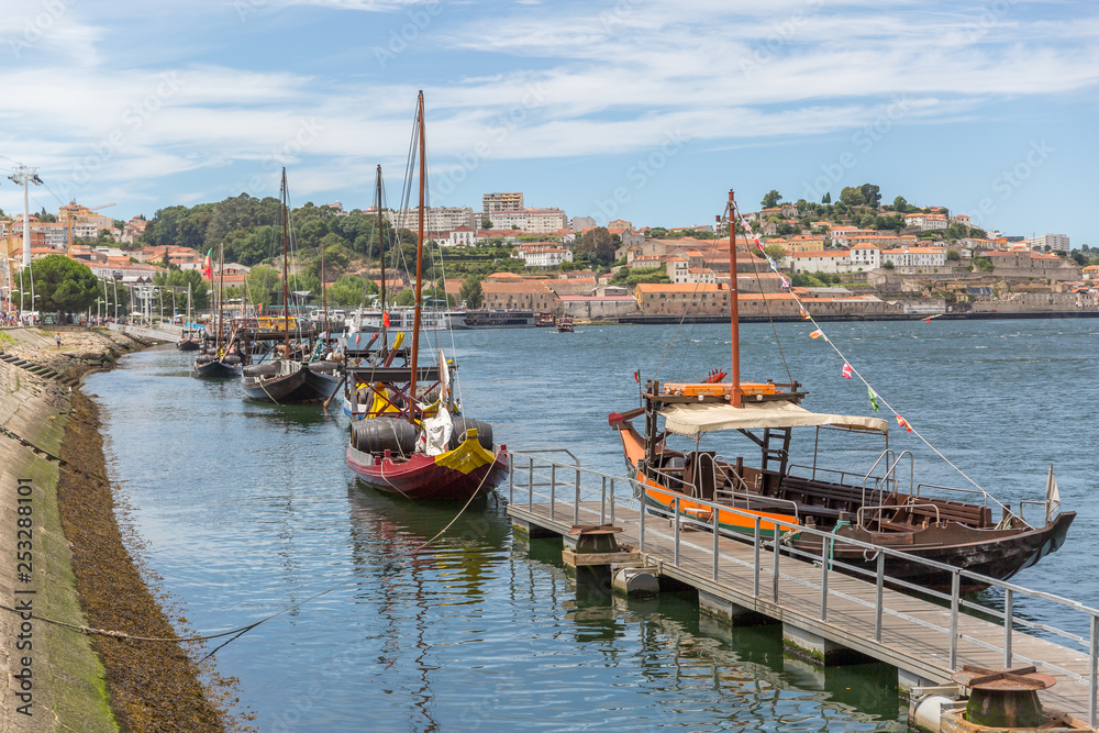 Douro river and traditional boats in Oporto