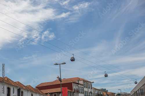 Cable cars through the skies in the beautiful city of Porto