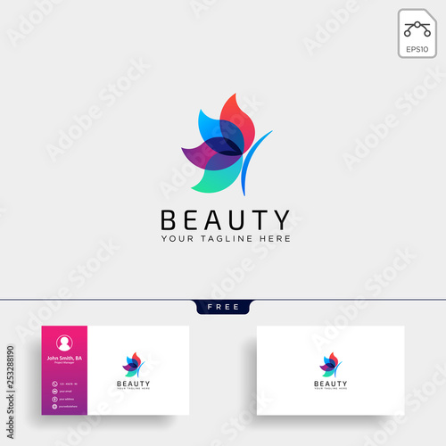 butterfly beauty cosmetic line art logo template vector illustration icon element