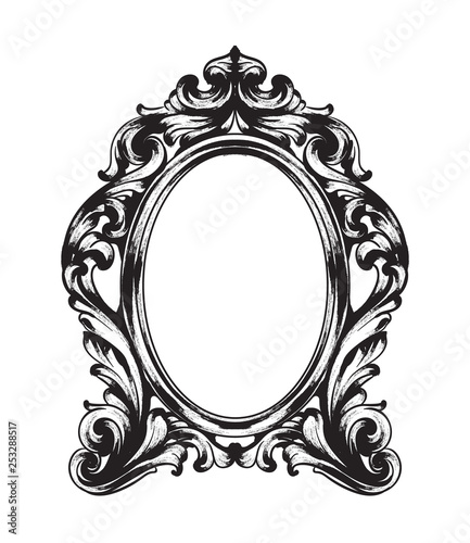 Baroque Mirror frame. Vector French Luxury rich intricate ornaments. Victorian Royal Style decors