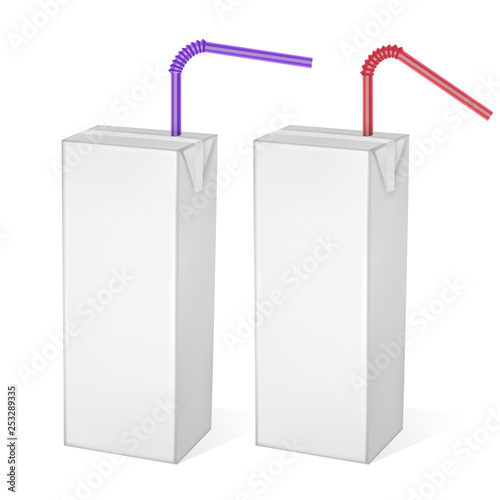 The carton packages of Milk or juice isolated on light background. Carton packages, White pack Mockup, Realistic template, vector illustration