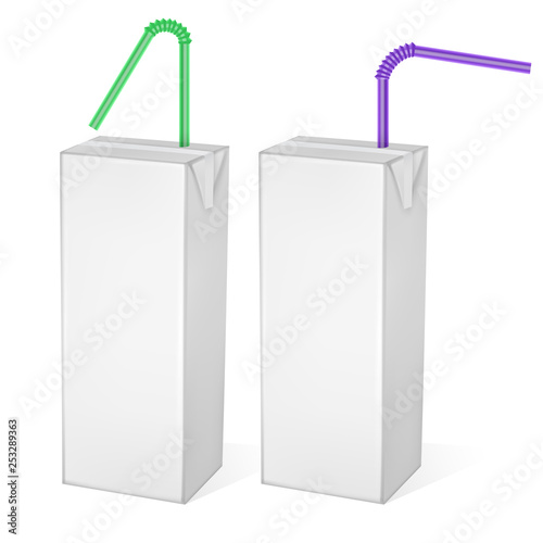 The carton packages of Milk or juice isolated on light background. Carton packages, White pack Mockup, Realistic template, vector illustration