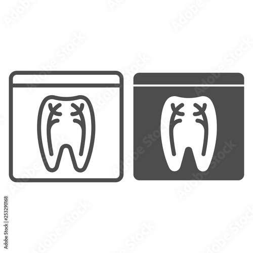 Dental xray line and glyph icon. Tooth xray vector illustration isolated on white. Orthodontic roentgen outline style design, designed for web and app. Eps 10.