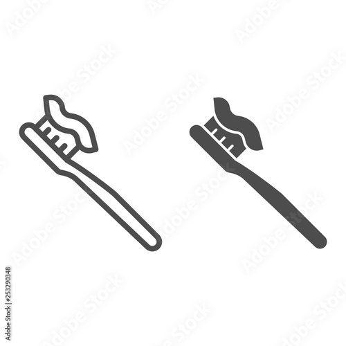 Toothbrush line and glyph icon. Dental hygiene vector illustration isolated on white. Dentistry outline style design, designed for web and app. Eps 10.