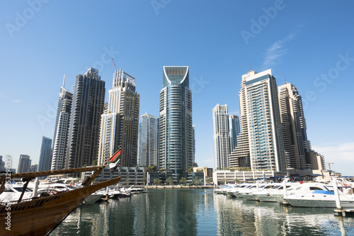 Famous place in Middle East, Dubai Marina , UAE, in a beautiful sunny day