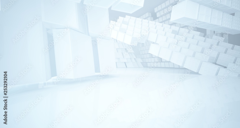 Abstract white parametric interior with window. 3D illustration and rendering. Abstract white parametric interior with window. 3D illustration and rendering.