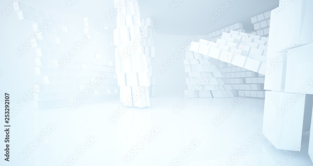 Abstract white parametric interior with window. 3D illustration and rendering. Abstract white parametric interior with window. 3D illustration and rendering.