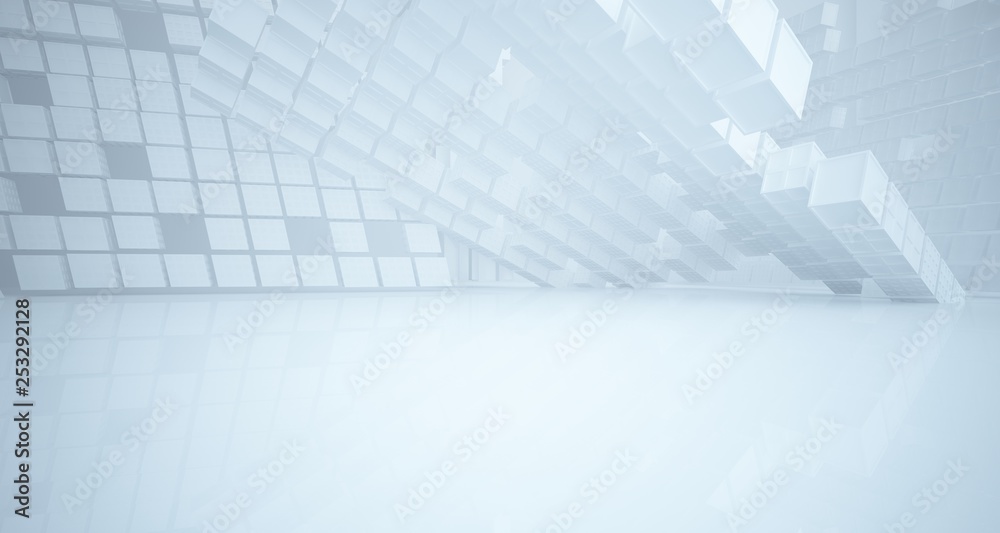 Abstract white parametric interior with window. 3D illustration and rendering. Abstract white parametric interior with window. 3D illustration and rendering.