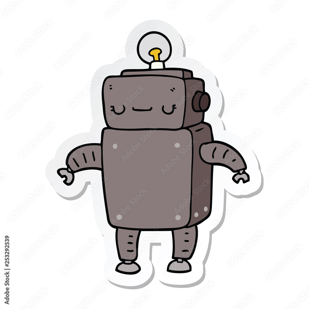 sticker of a cartoon robot sticker of a cartoon robot