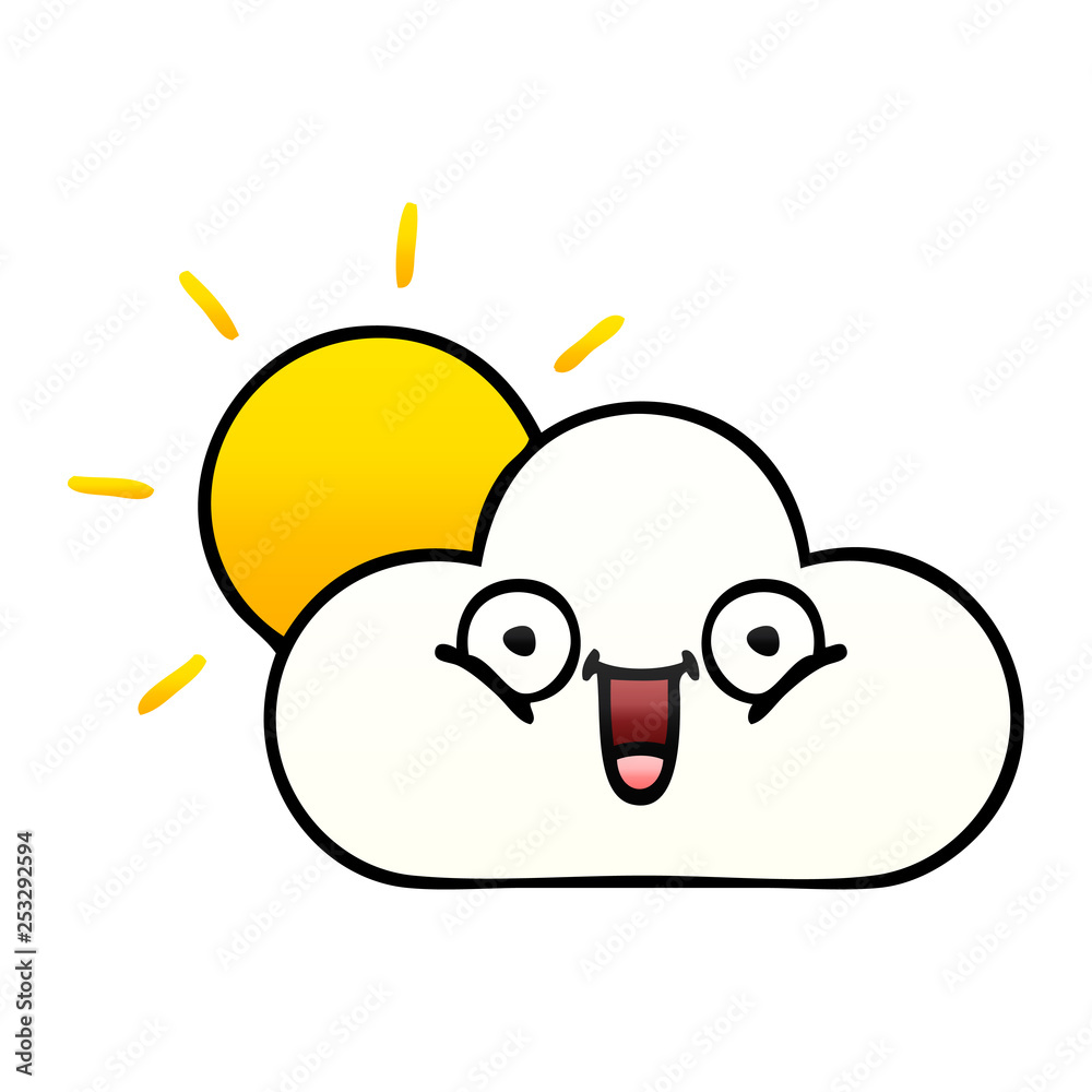 gradient shaded cartoon sunshine and cloud gradient shaded cartoon sunshine and cloud