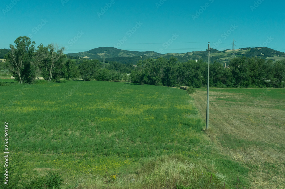 Italy,La Spezia to Kasltelruth train, a close up of a lush green field Italy,La Spezia to Kasltelruth train, a close up of a lush green field