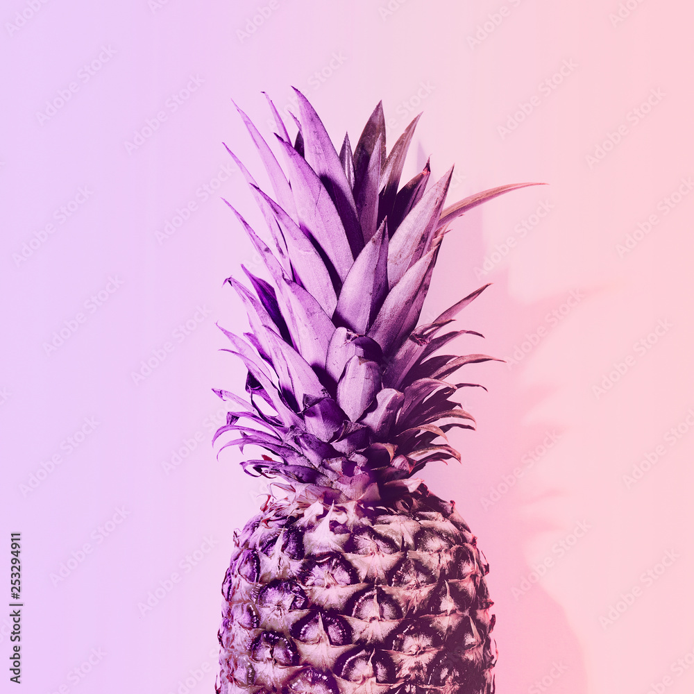 Fototapeta Pineapple in neon color