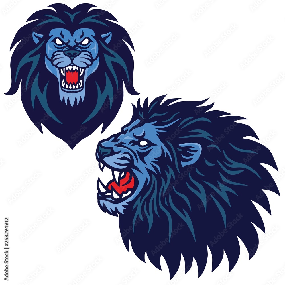 Lion Head Logo Set Collection Vector Design Illustration