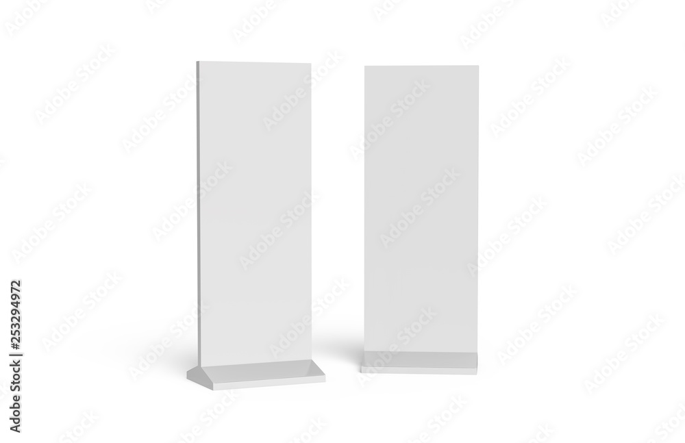 Outdoor advertising POS POI stand banner or lightbox, mock up template on isolated white background, ready for your design, 3d illustration Outdoor advertising POS POI stand banner or lightbox, mock up template on isolated white background, ready for your design, 3d illustration