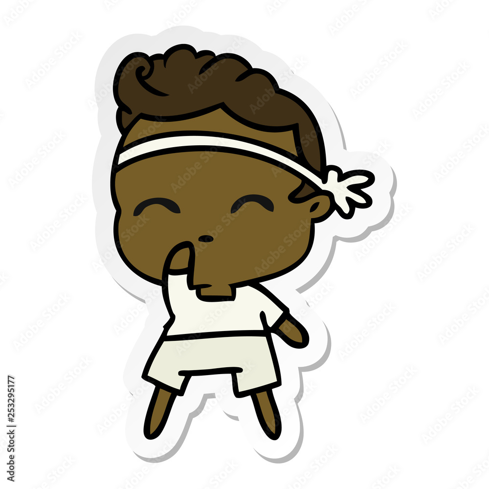 sticker cartoon of kawaii cute fitness boy sticker cartoon of kawaii cute fitness boy